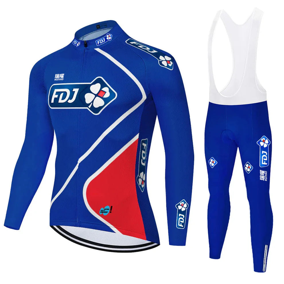 FDJ - Långärmad professionell cykelset